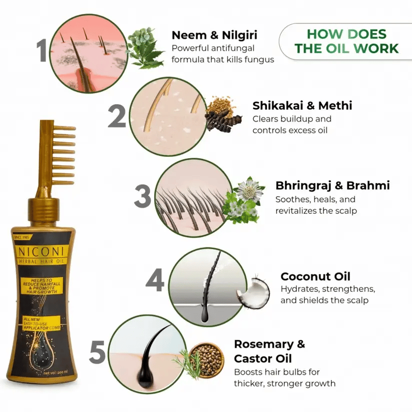 Niconi Herbal Hair Oil (Comb Applicator) 200ml
