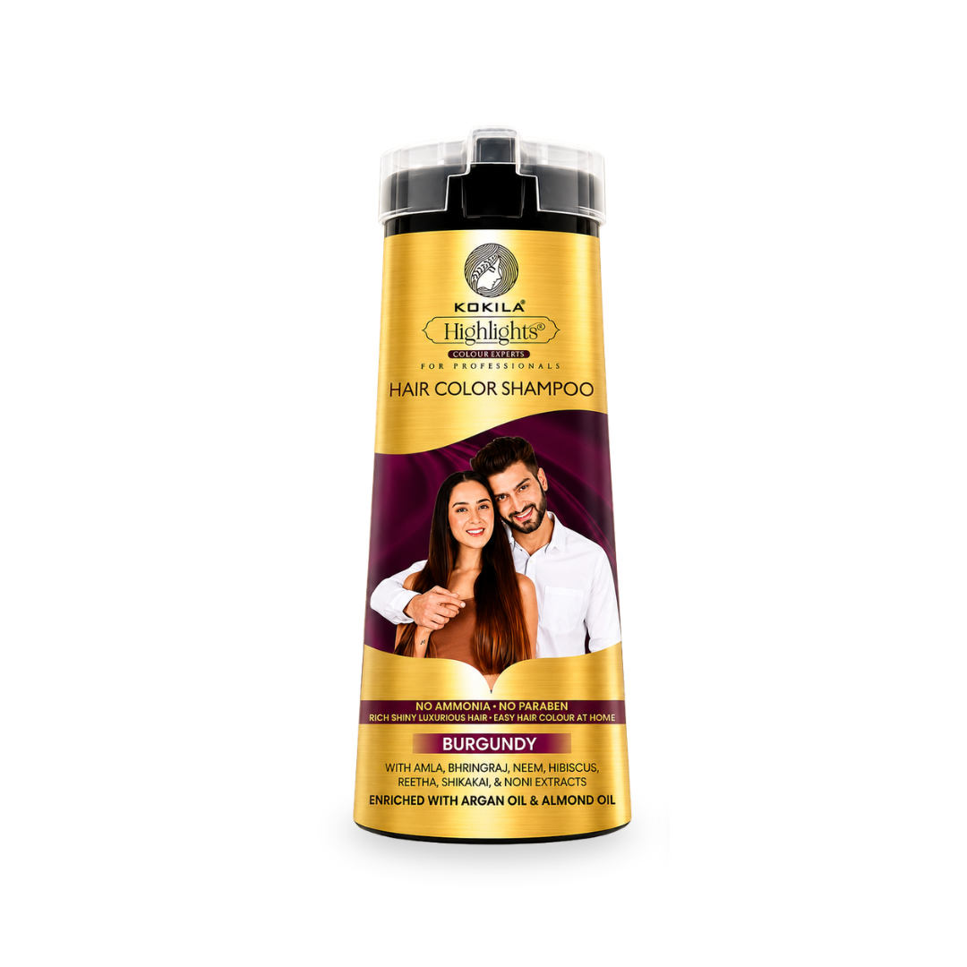 Burgundy 200Ml Kokila Hair Color Shampoo for Men and Women