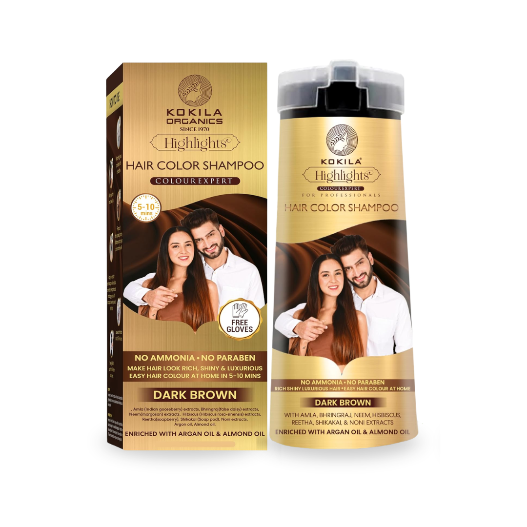 Kokila Hair Color Shampoo Dark Brown 400Ml for Men and Women