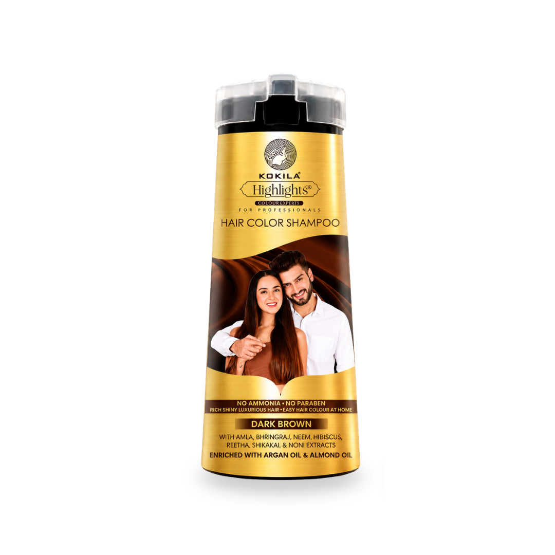 Dark Brown 200Ml Kokila Hair Color Shampoo for Men and Women