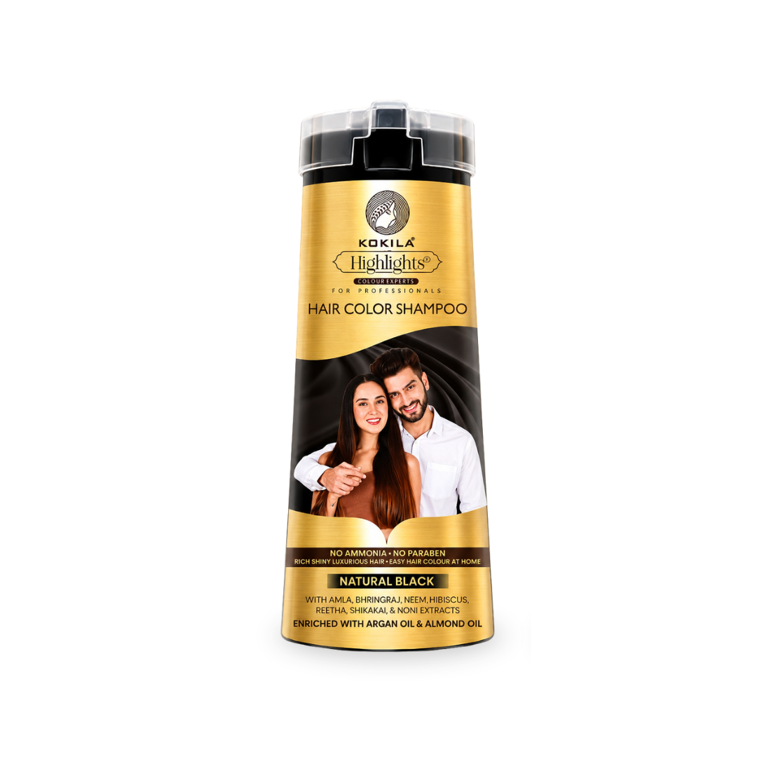 Natural Black 200Ml Kokila Hair Color Shampoo for Men and Women