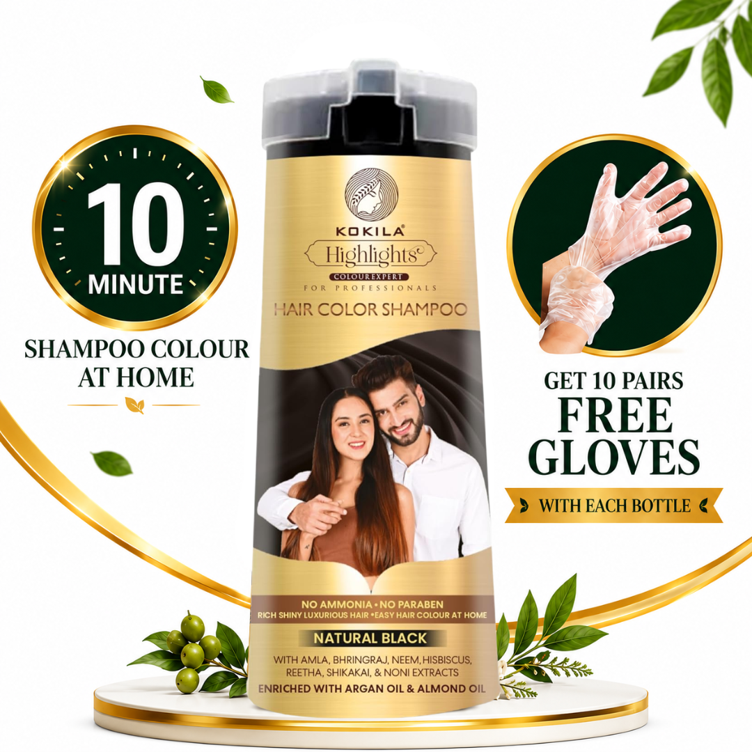 Natural Black 200Ml Kokila Hair Color Shampoo for Men and Women