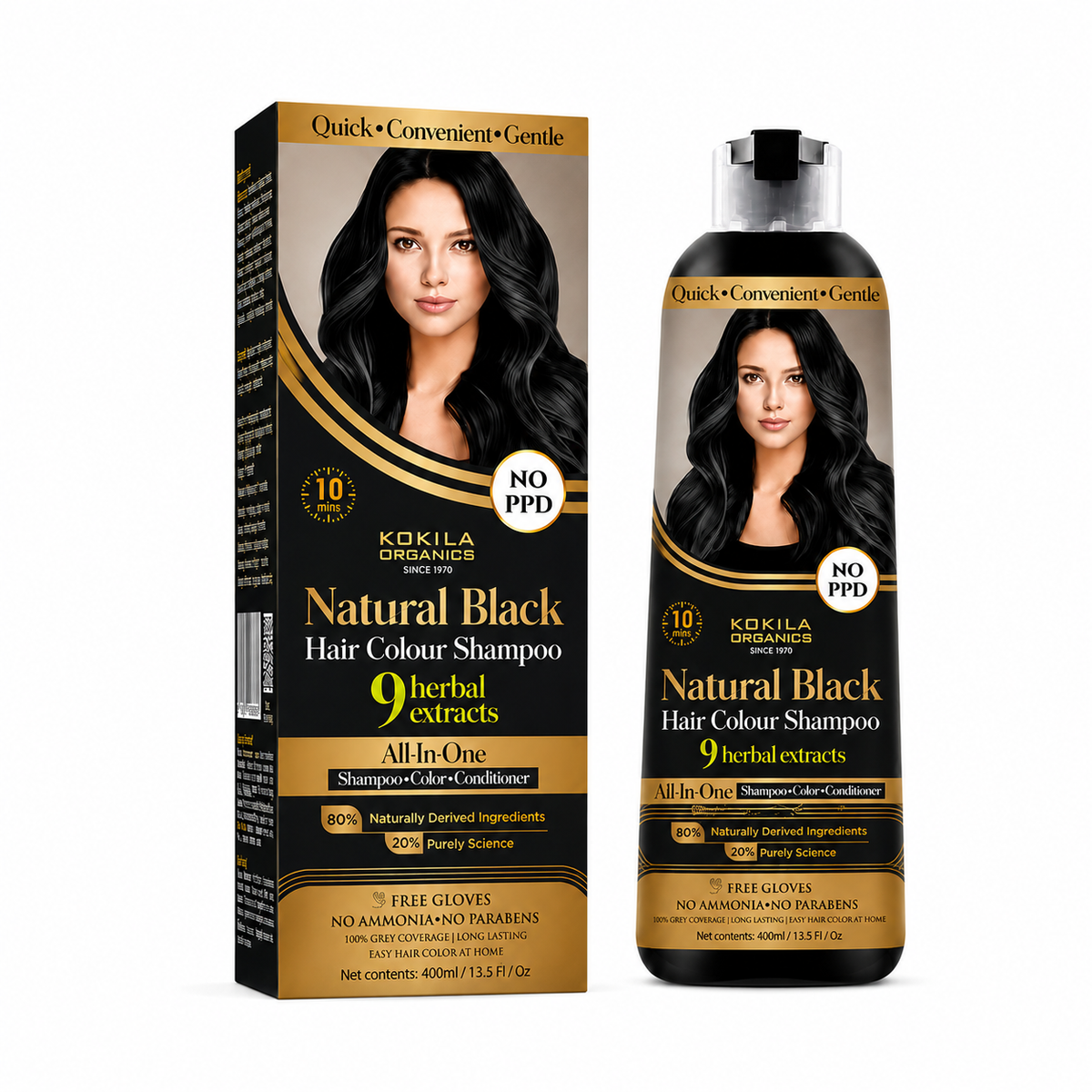 Kokila NO PPD Shampoo Hair Colour Natural Black Colours Hair For Women and Men
