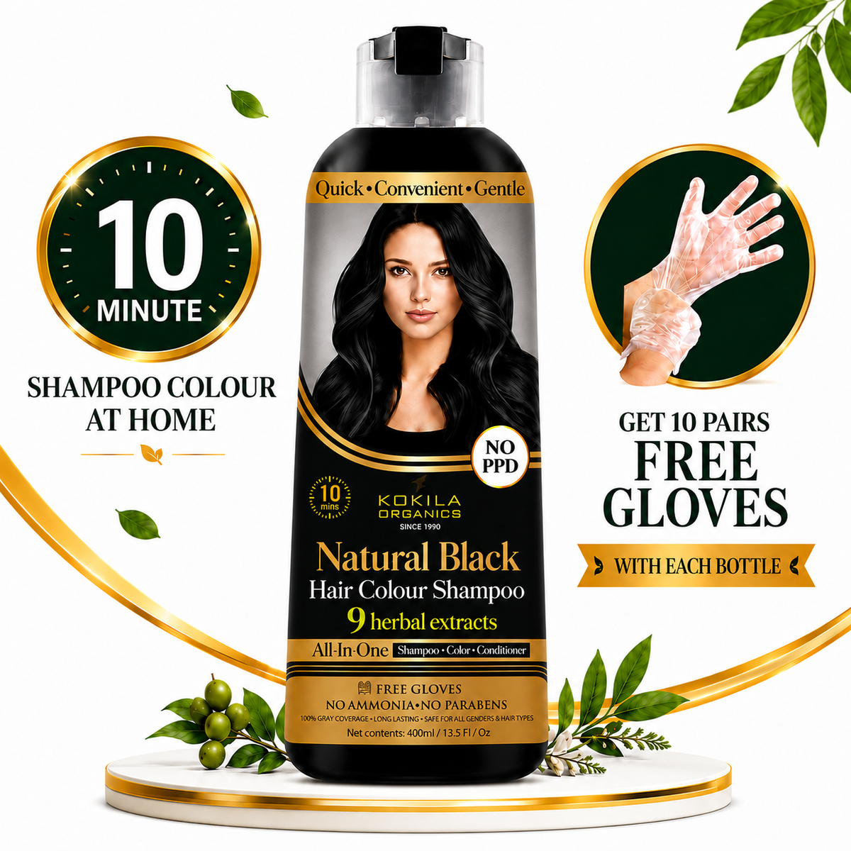 Kokila NO PPD Shampoo Hair Colour Natural Black Colours Hair For Women and Men