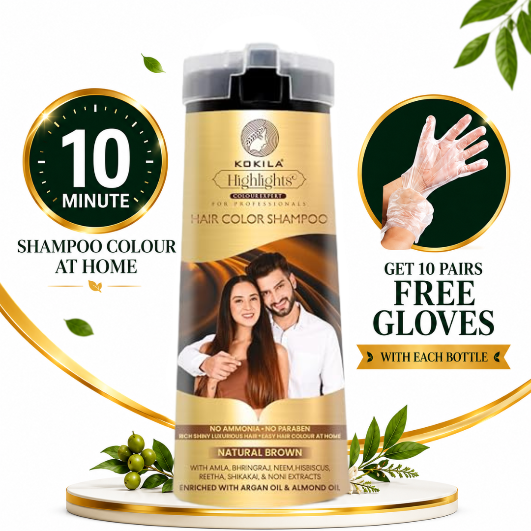 Natural Brown 200Ml Kokila Hair Color Shampoo for Men and Women